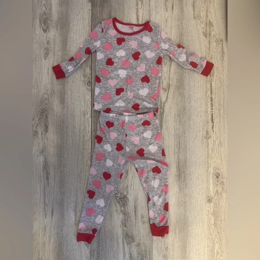 Essentials Kids Pajama Set - Red and Pink Hearts Valentines Day PJS